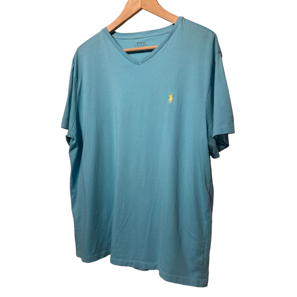 Polo Ralph Lauren Short Sleeve V-Neck T-Shirt Turquoise Size Large Retail: $55